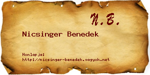 Nicsinger Benedek névjegykártya